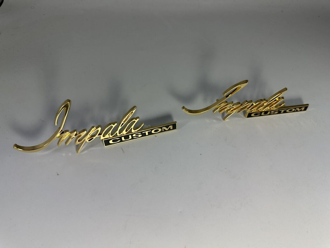 1971-1976 Two Impala Custom Script Emblem Coupe Rear Sail Panel Badge 24K Gold