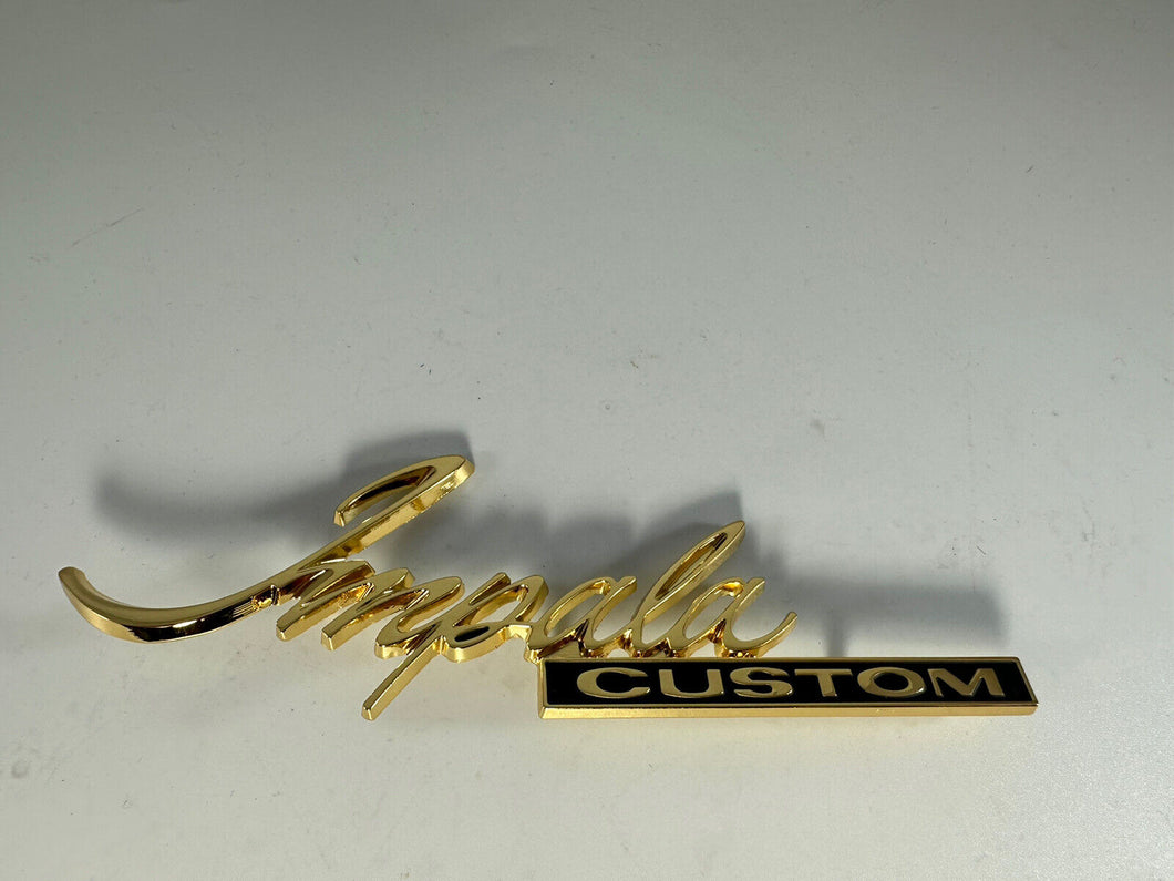 Emblem For Chevrolet Impala Custom Script Emblem 24K Gold Plated / Coupe Rear Sail Panel Badge 1971-1976